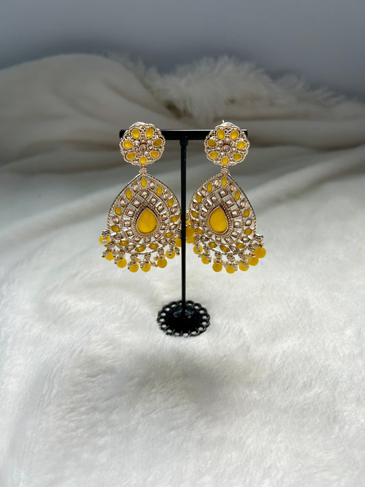 Yellow Polki Earrings