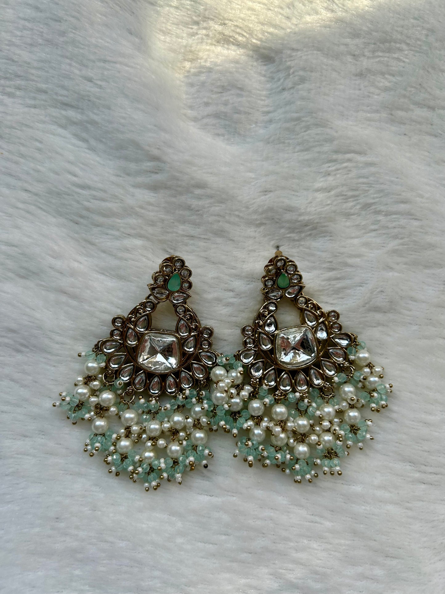 Light Blue Kundan Earrings