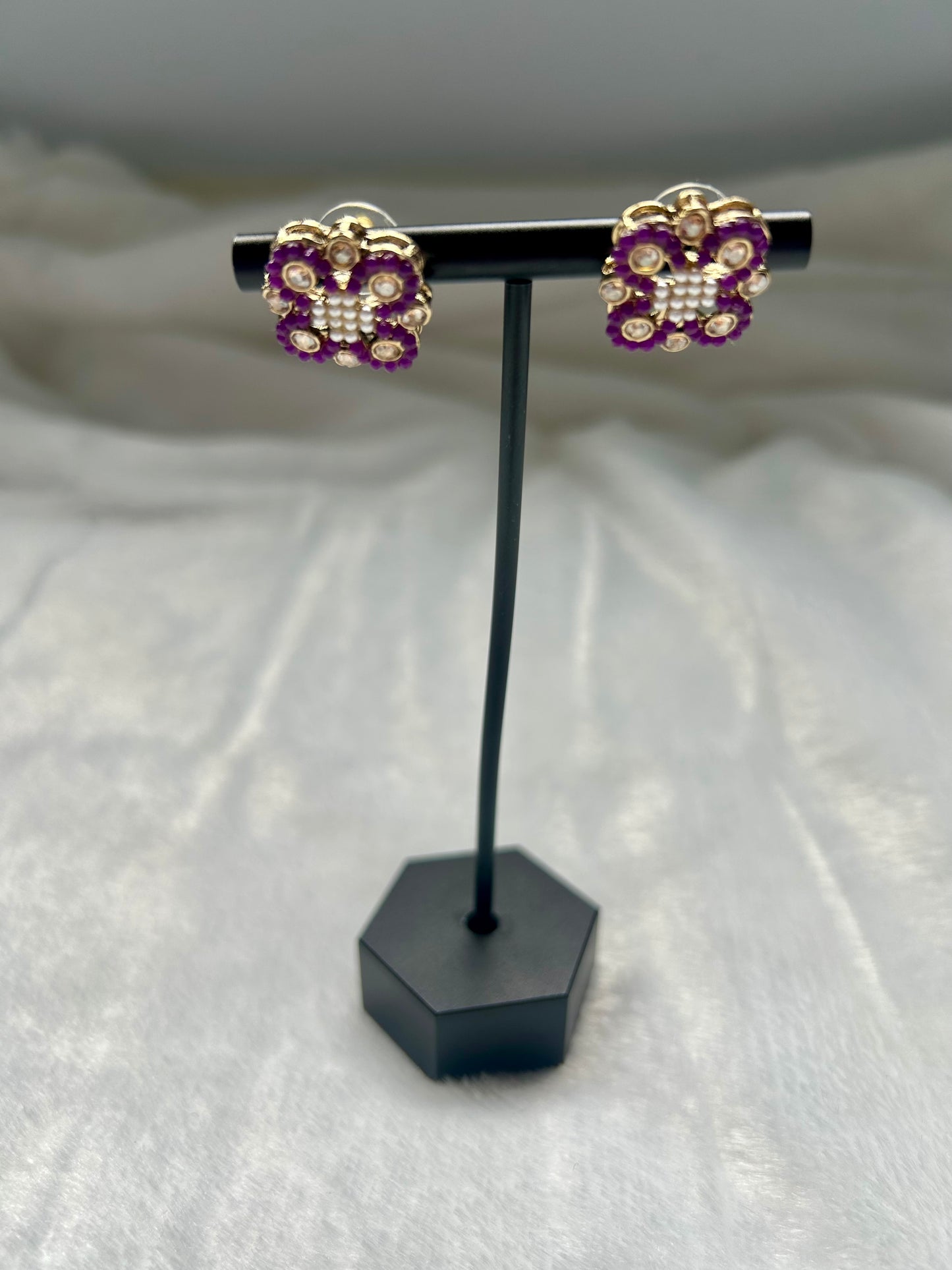 Dark Purple Polki Studs