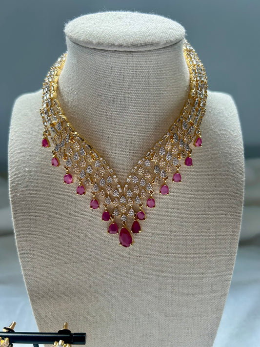 AD Ruby Necklace Set