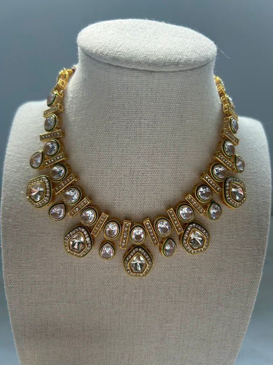 Green Enamel Kundan Choker Set