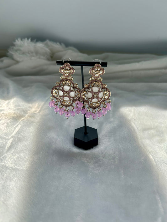 Light Purple Polki Earrings