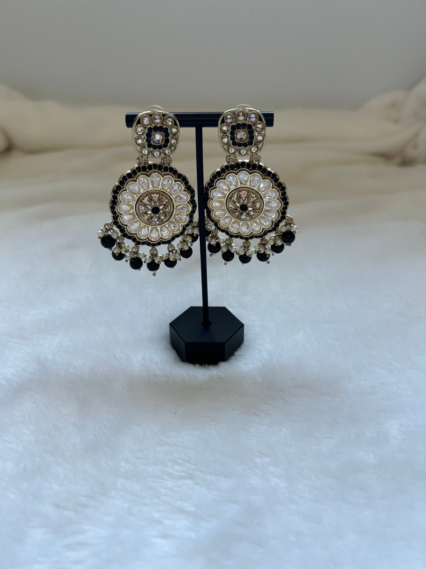 Black Polki Earrings