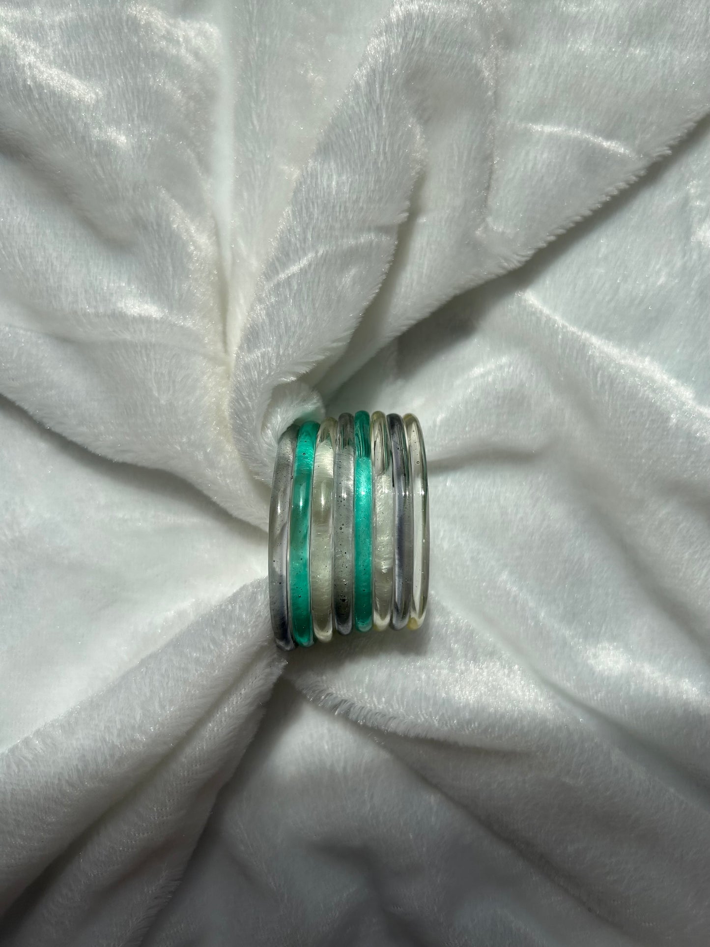 SIZE 2.4 Teal & Grey Jelly Bangles