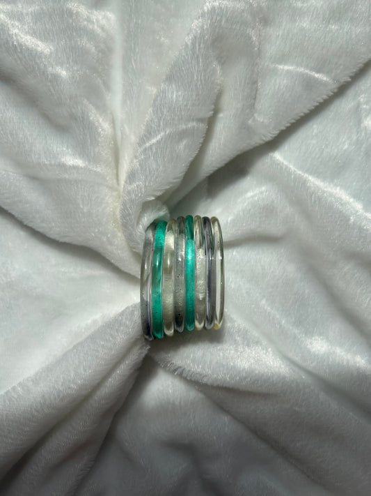 SIZE 2.4 Teal & Grey Jelly Bangles