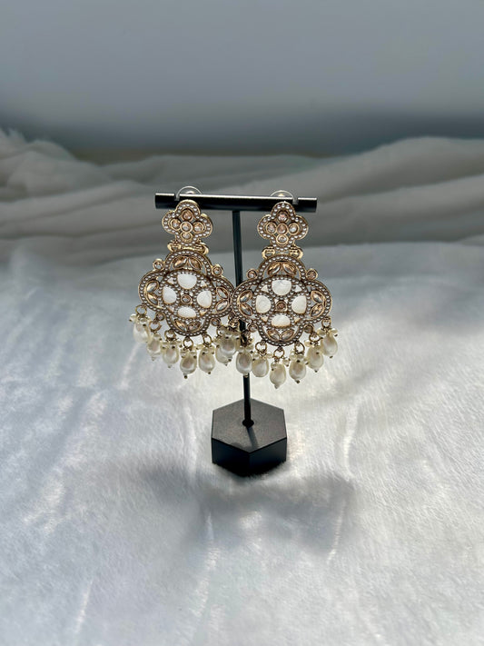 White Polki Earrings