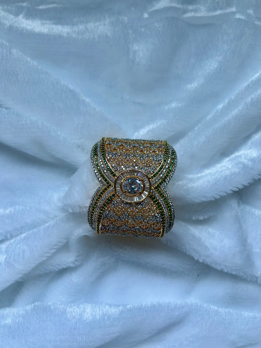 Emerald Green Dual Toned Cuff Bracelet