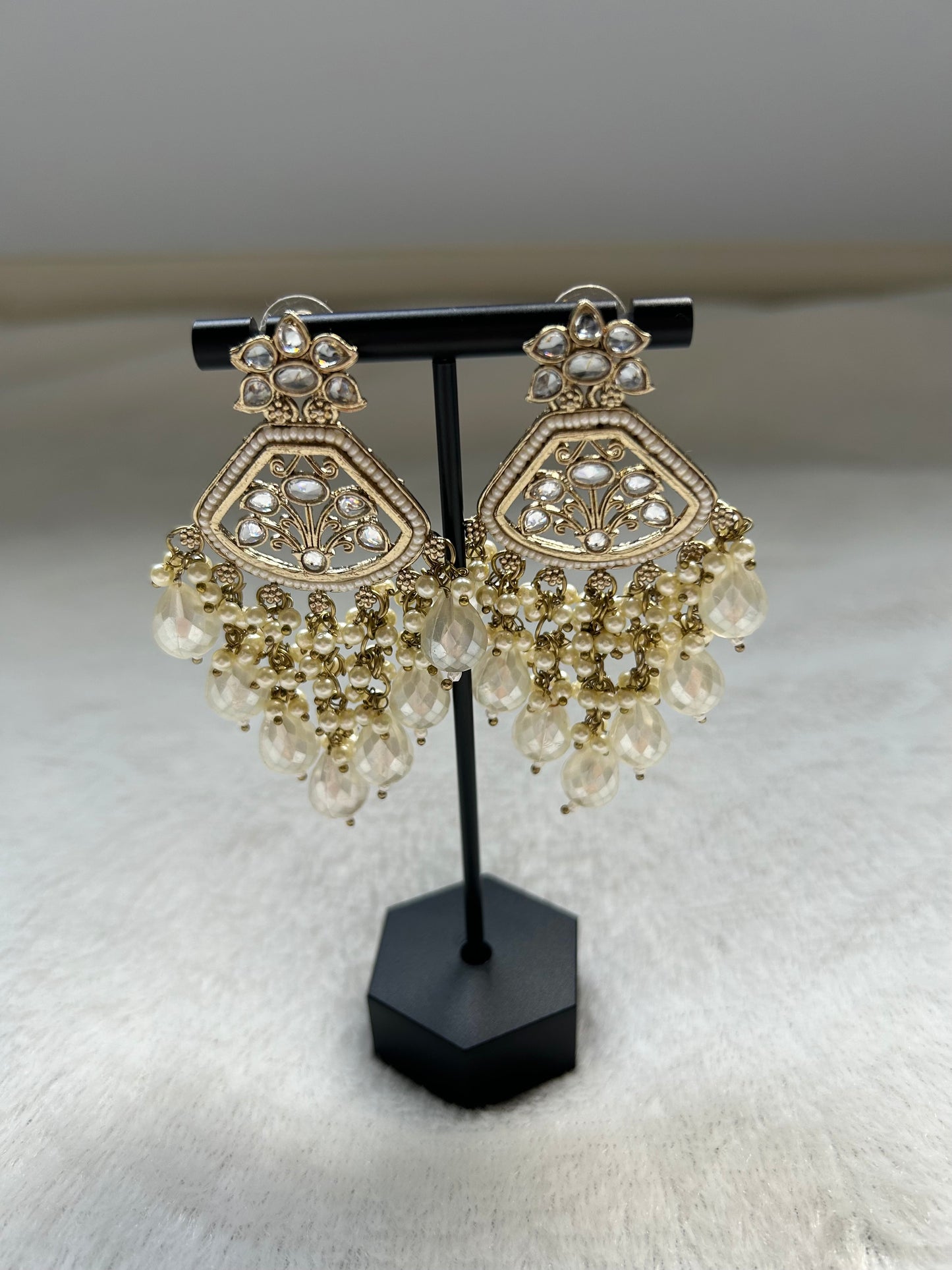 White Polki Earrings