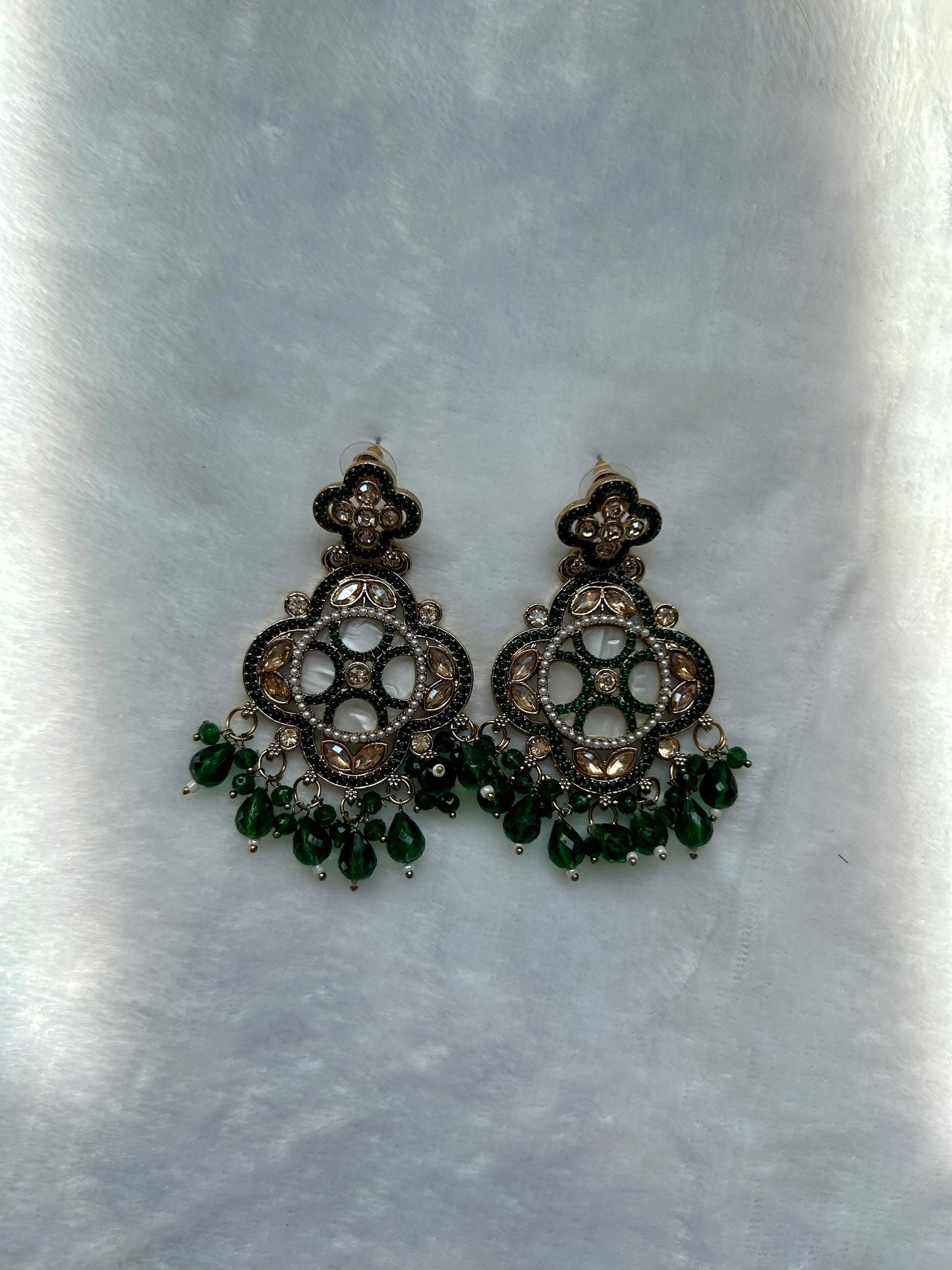 Mehendi/Emerald Green Polki Earrings