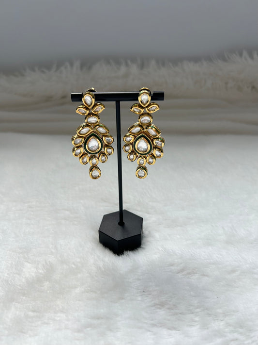 White Kundan Meenakari Earrings