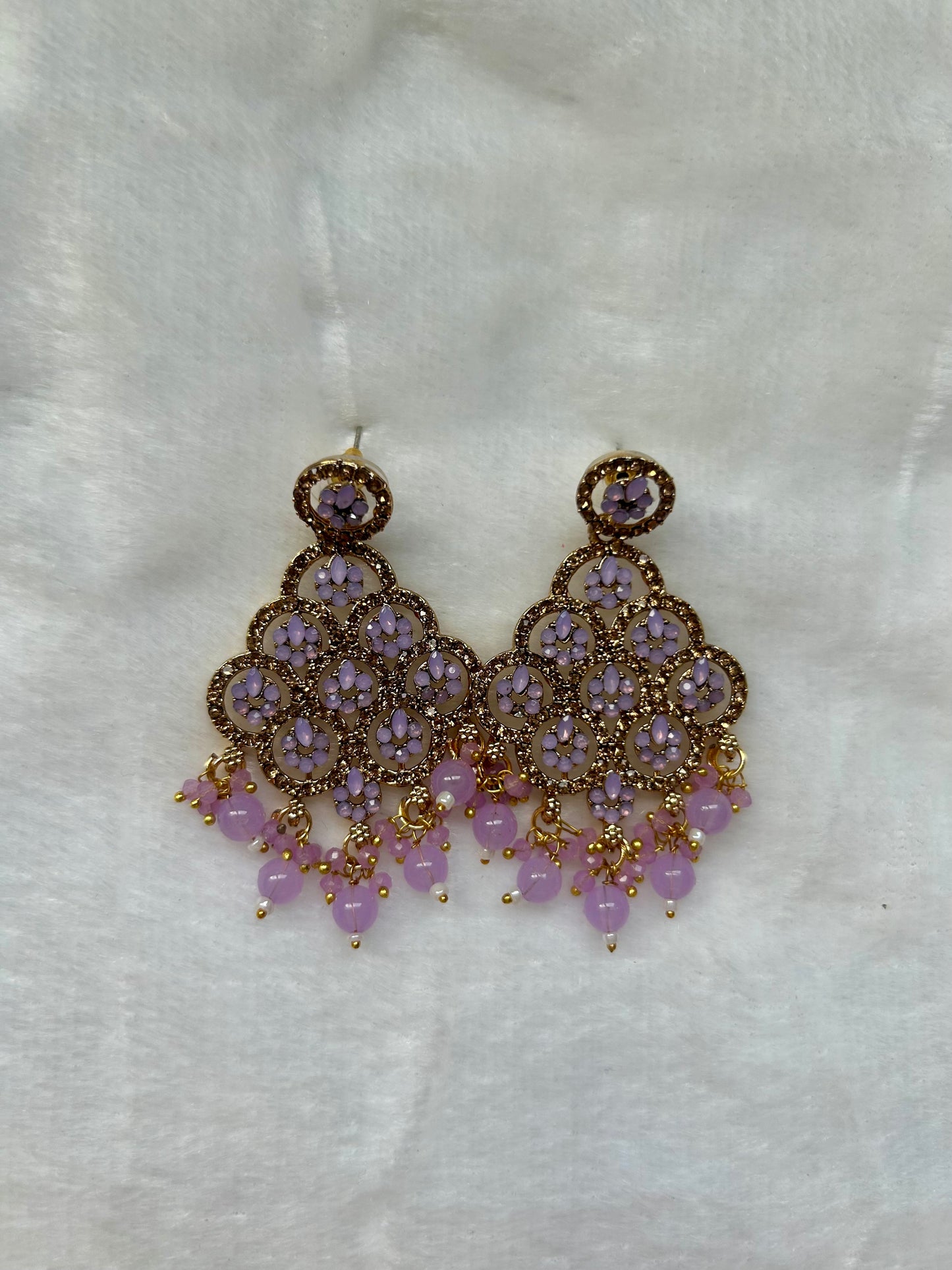 Purple Polki Earrings