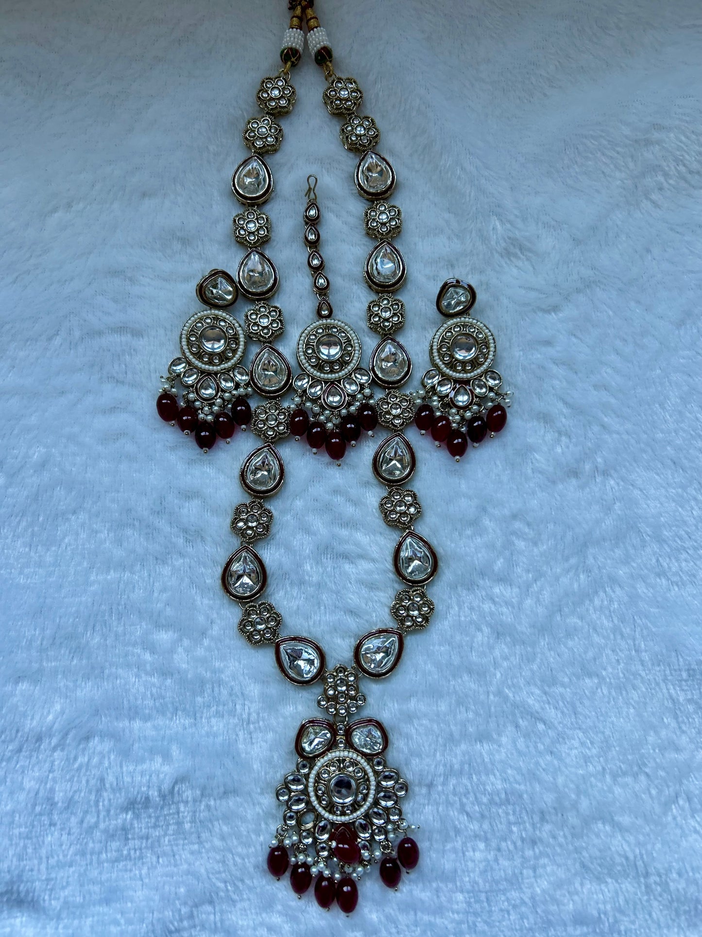 Maroon Kundan Necklace Set