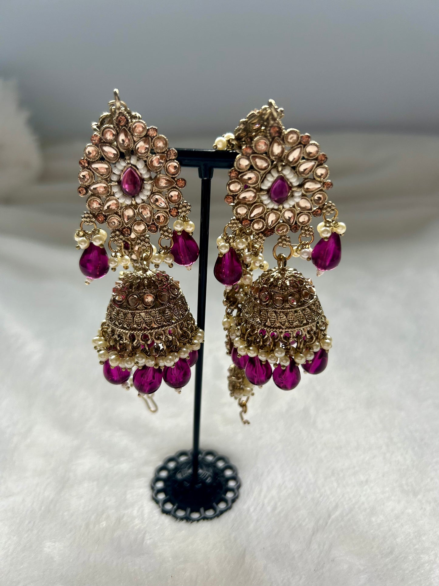 Wine Polki Sahara Earrings