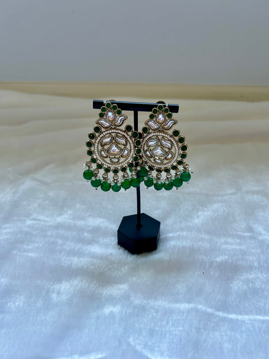 Emerald Green Kundan Earrings