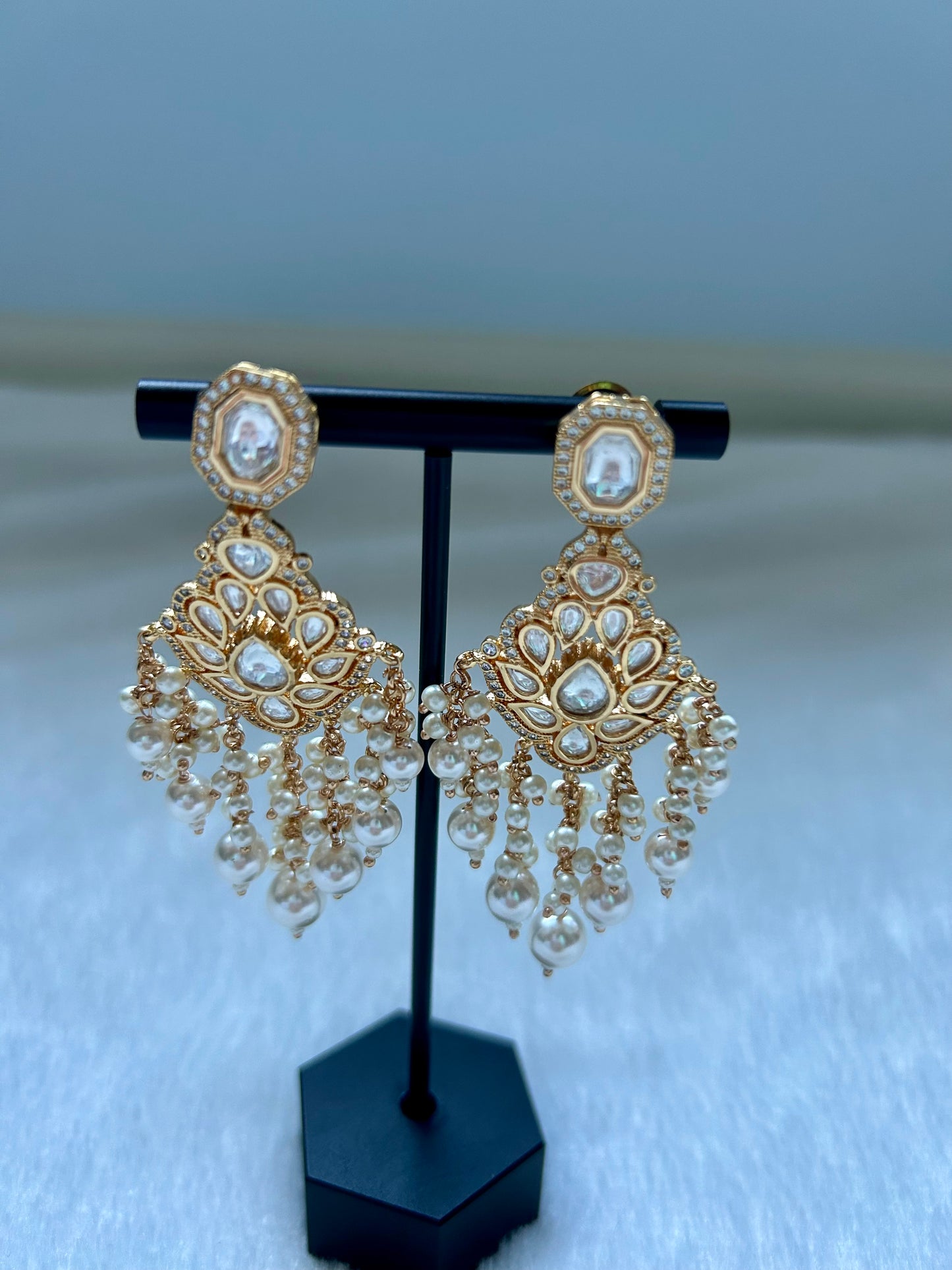 LUXE Uncut White Kundan Earrings