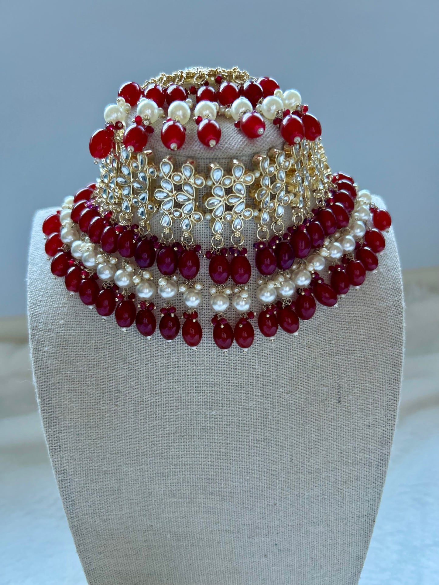 Punjabi Red Choker Kundan Set