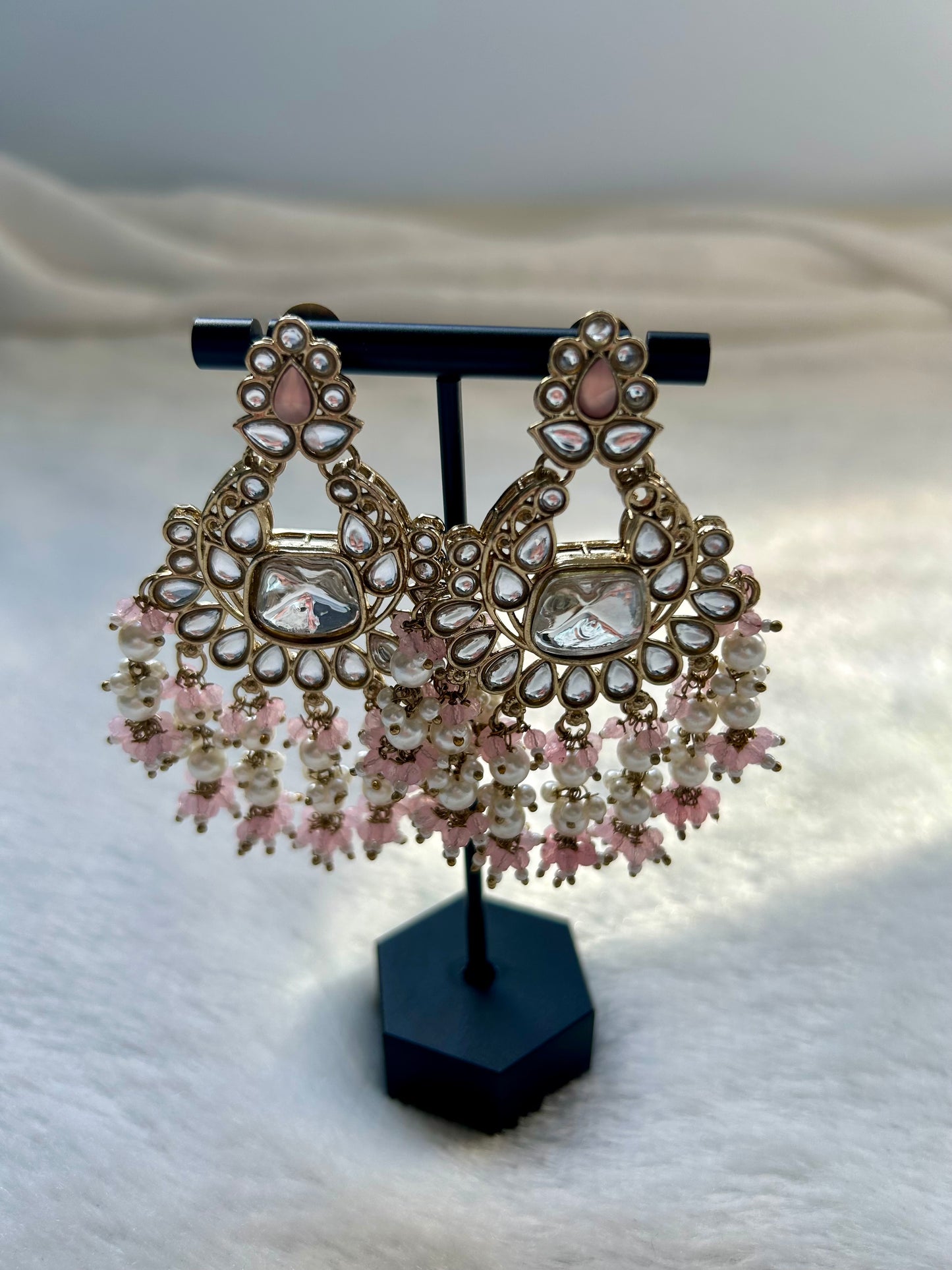 Light Pink Kundan Earrings