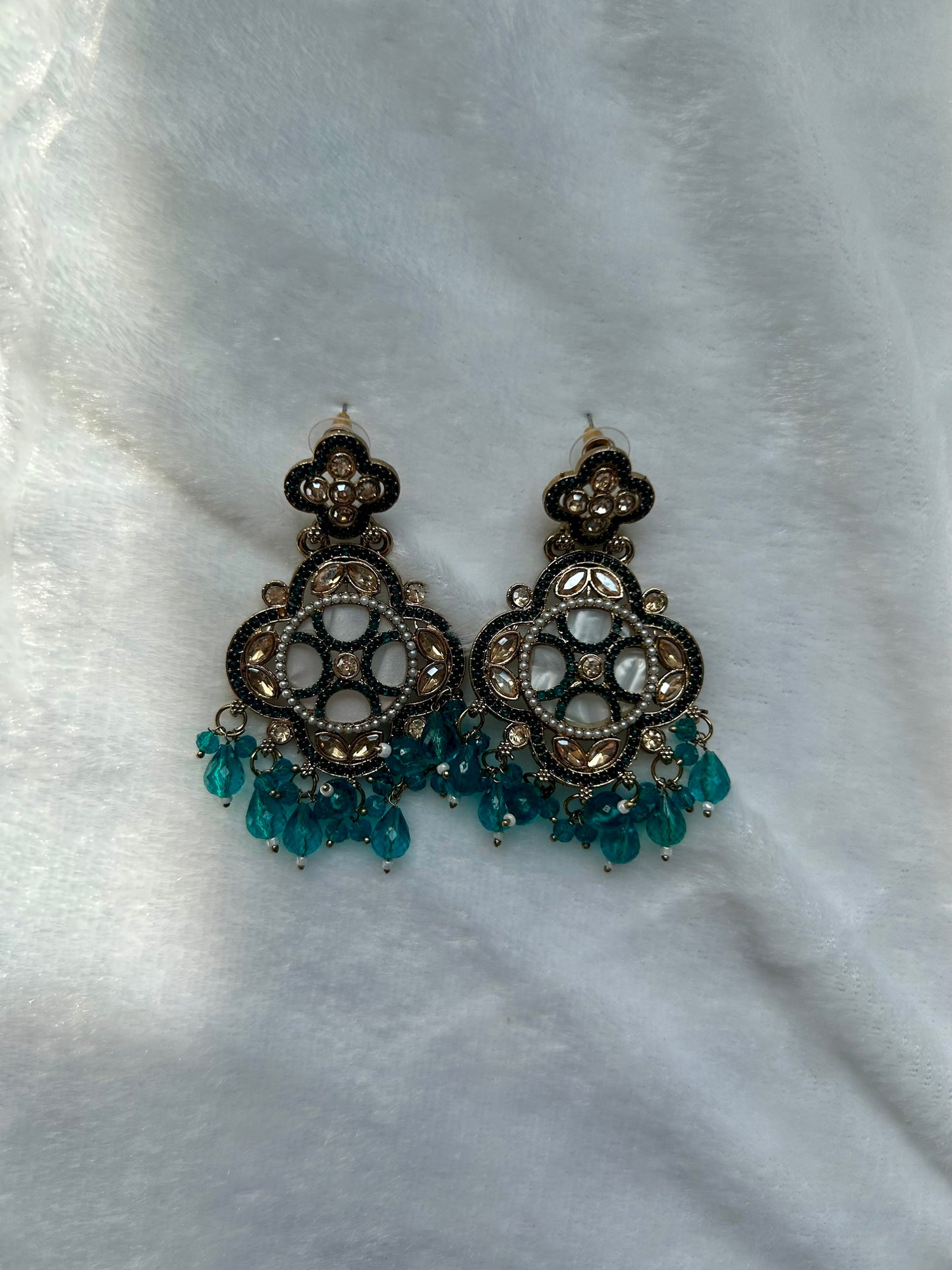 Teal Polki Earrings