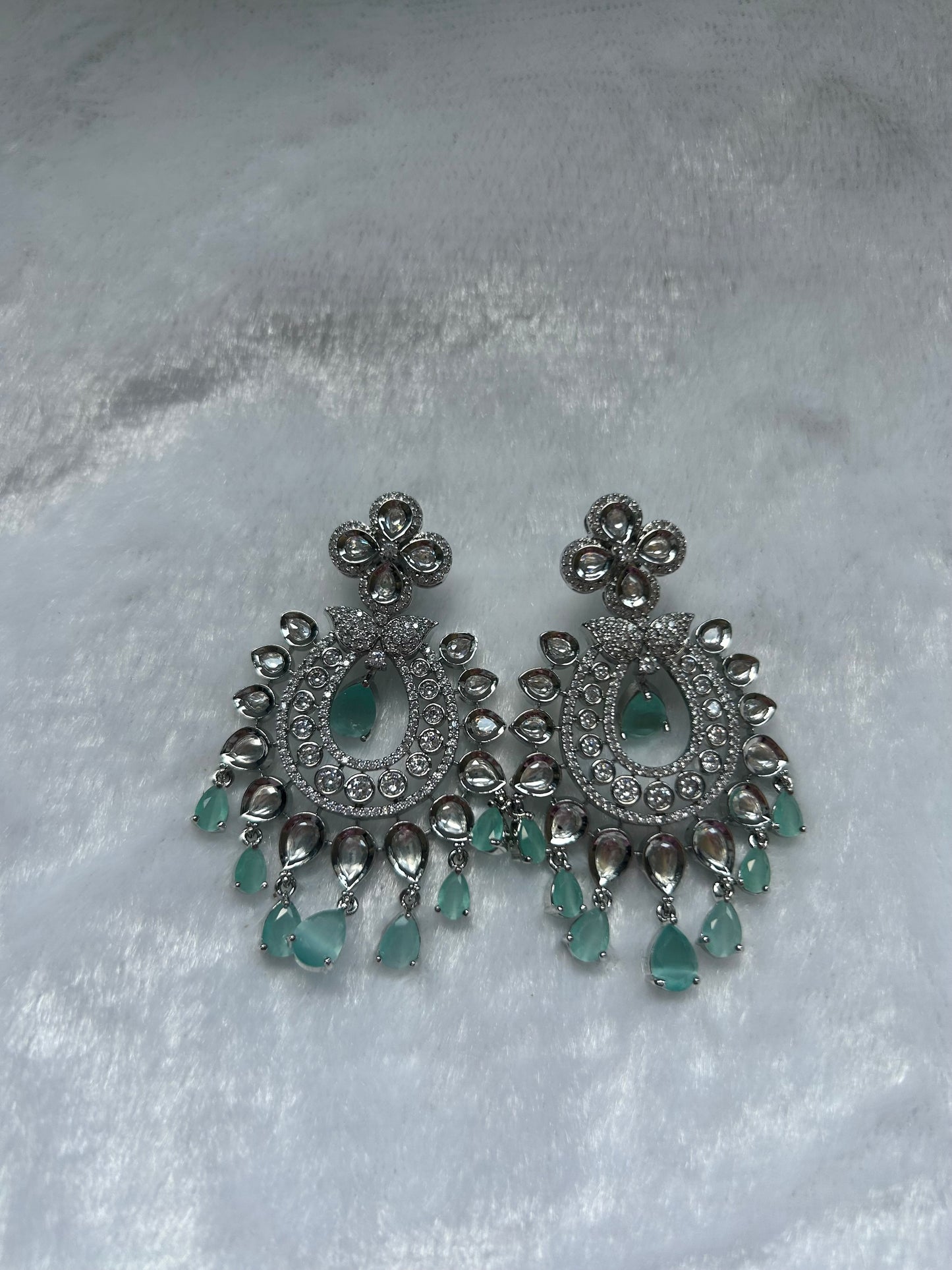 AD & Uncut Kundan Mint Earrings
