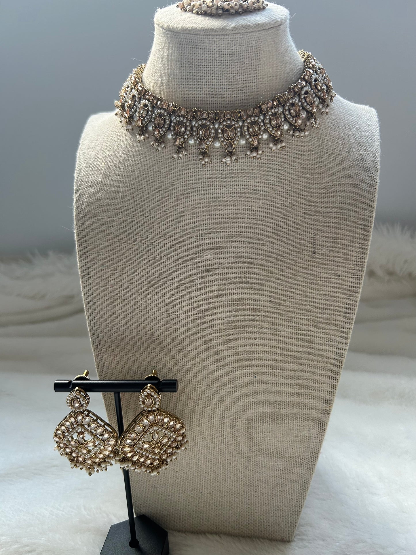 White Pakistani Inspired Choker Set