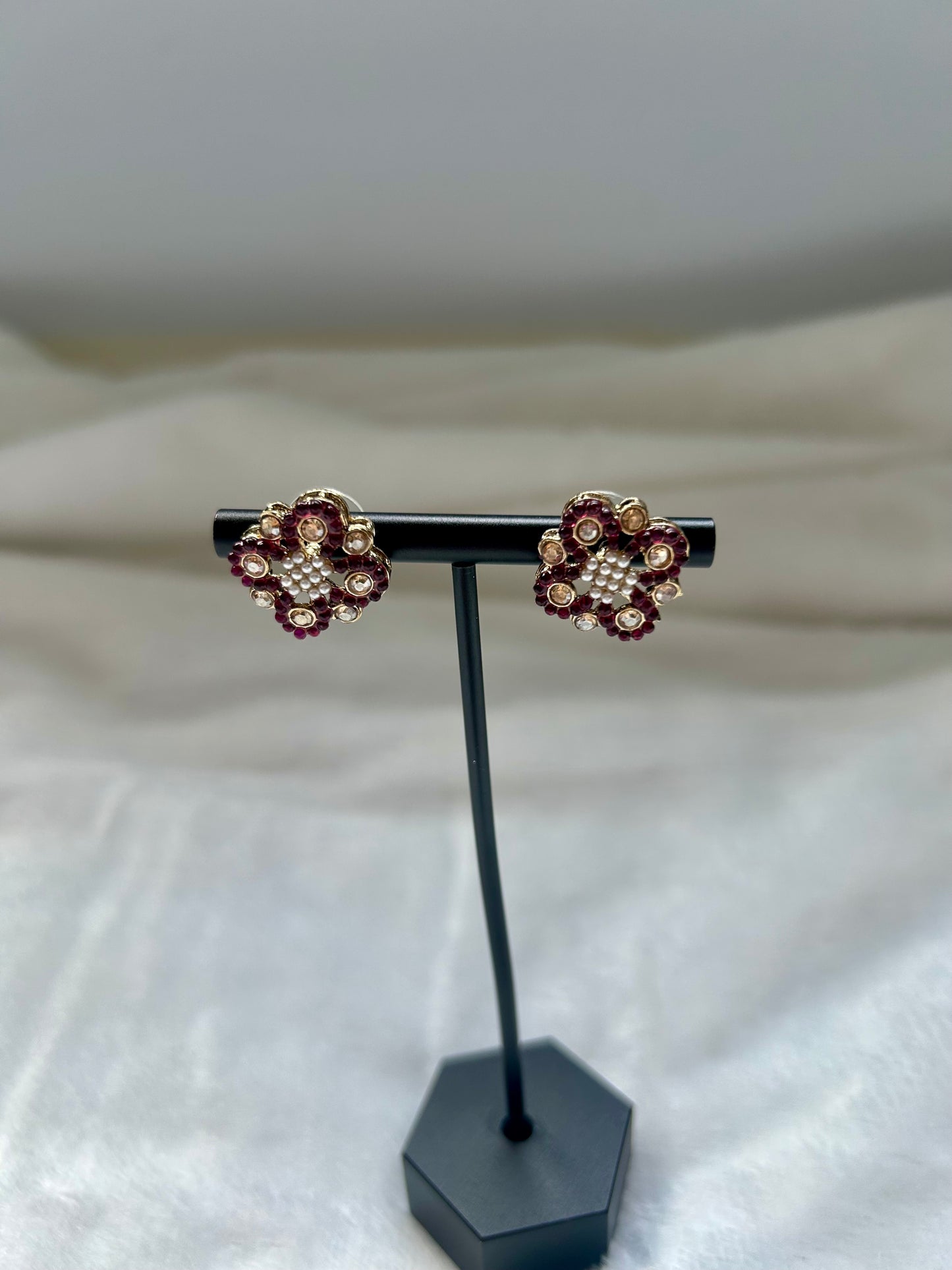 Dark Red Polki Studs