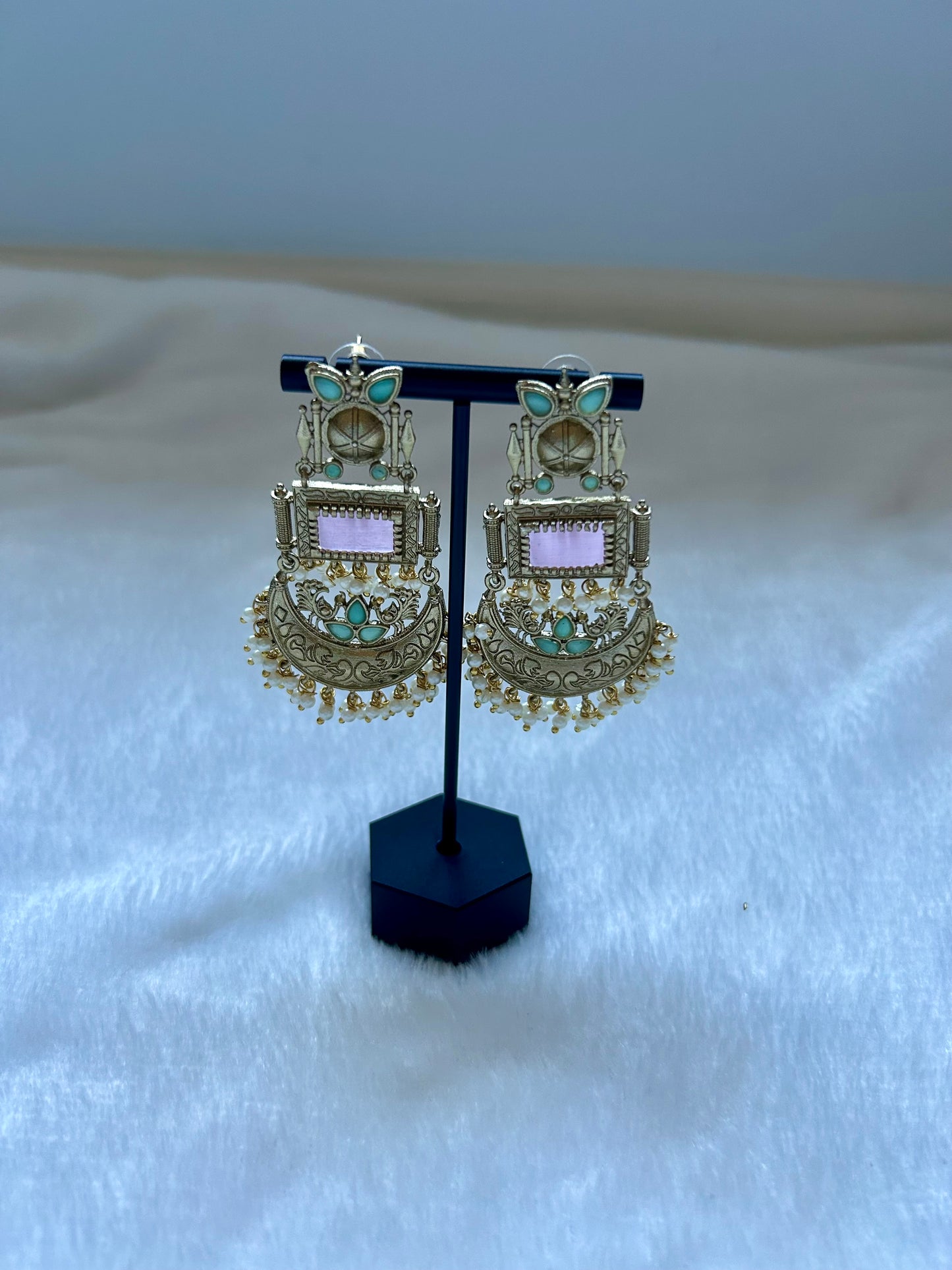 Dual Toned Mint & Pink Earrings