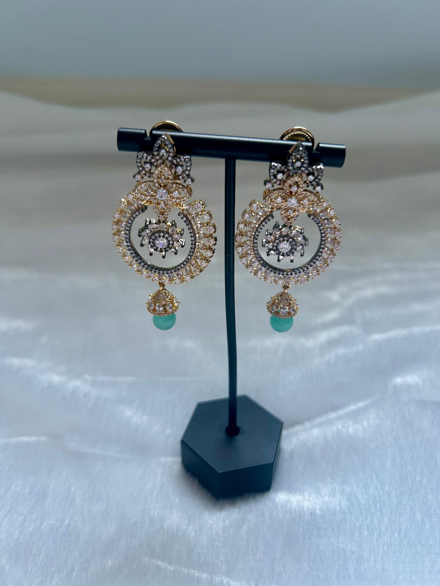 Teal AD Dual Toned Earrings