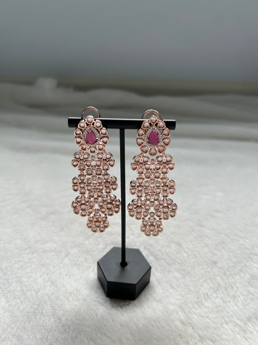 Red Uncut Kundan Earrings