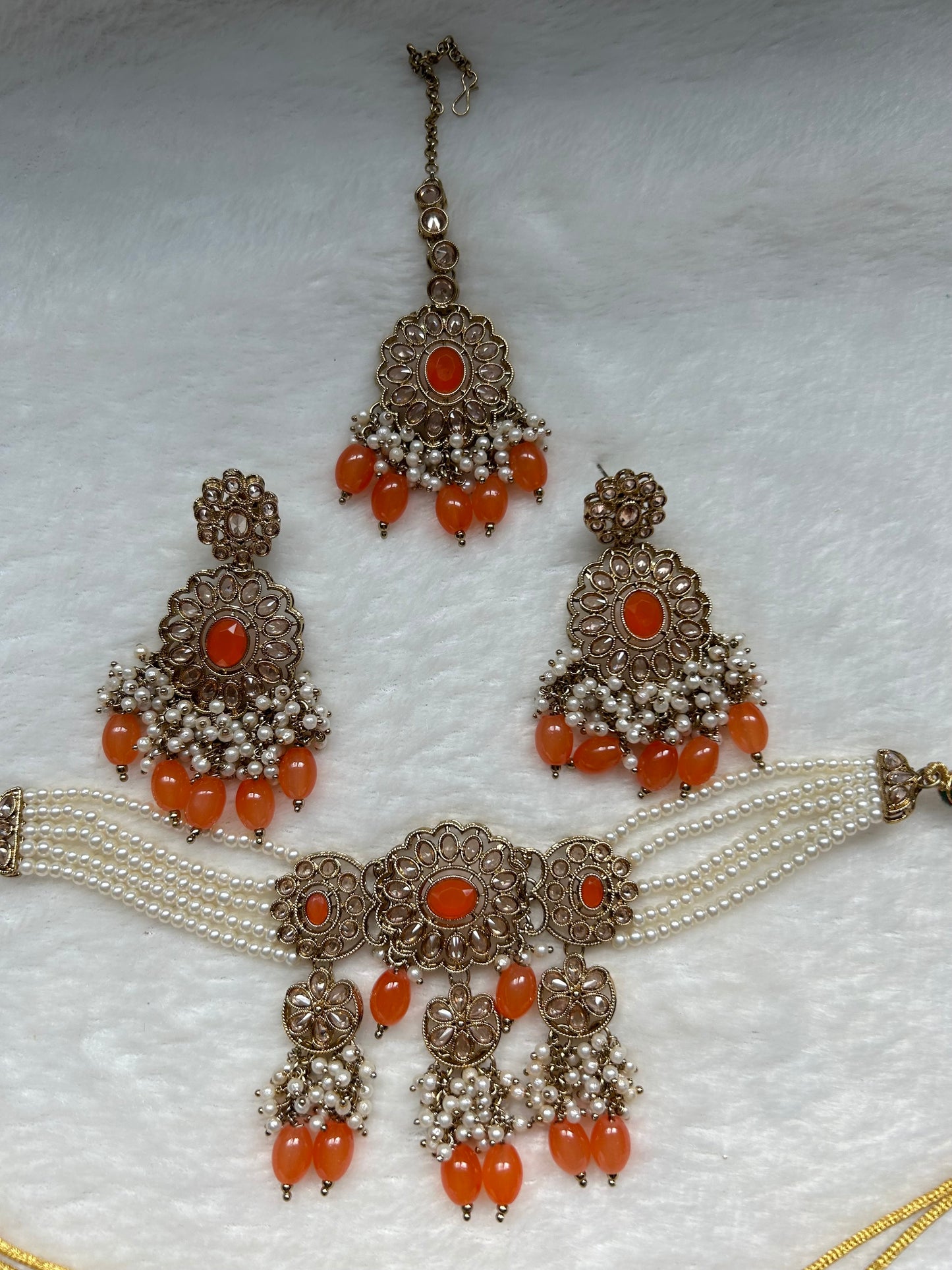 Orange Polki Choker Set