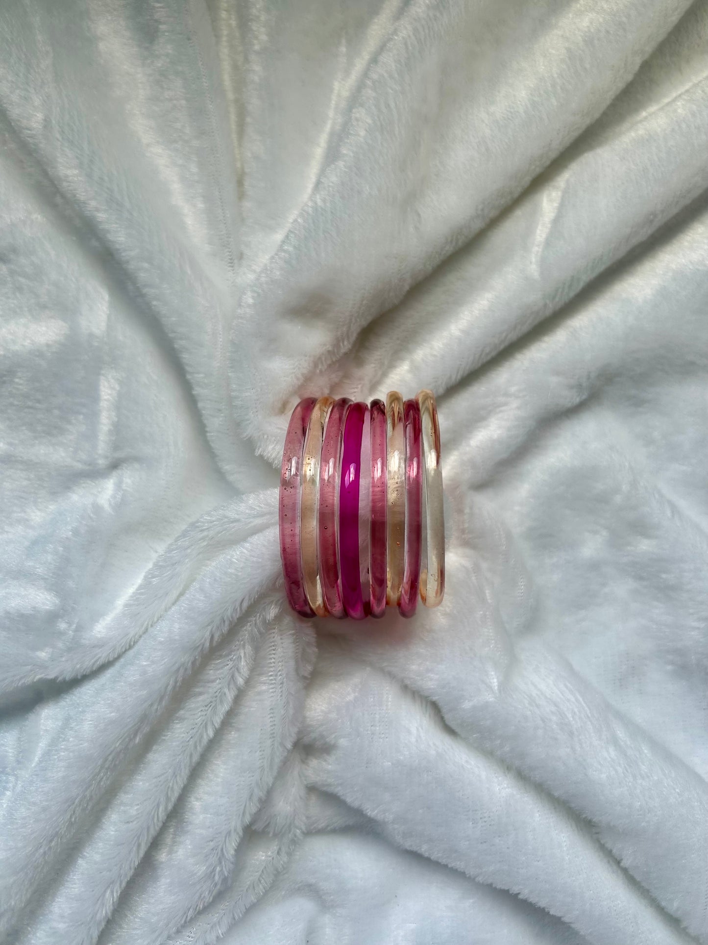 SIZE 2.4 Multi Pink Shade Glass Jelly Bangles