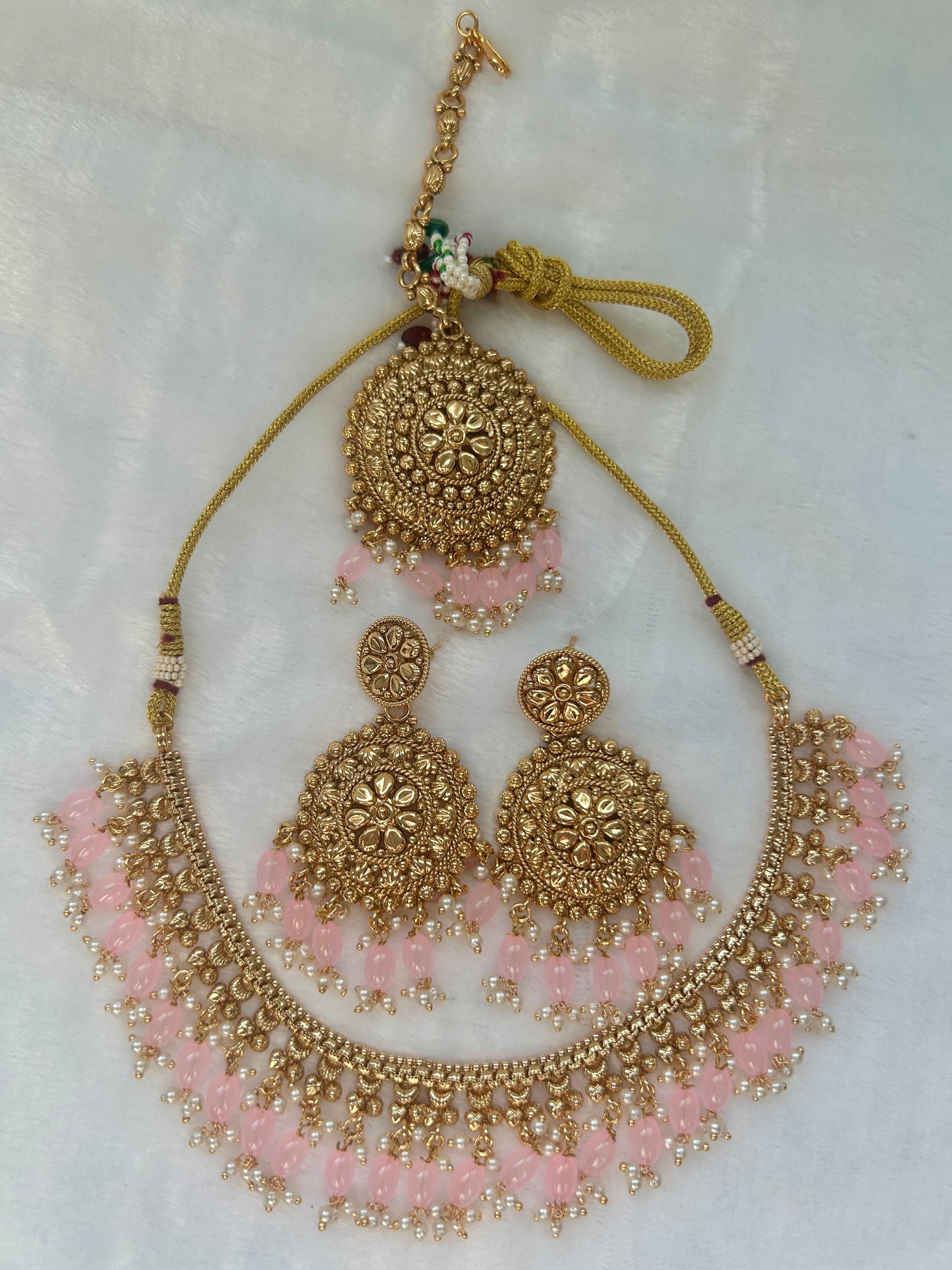 Pink Gold Crafted Choker Set