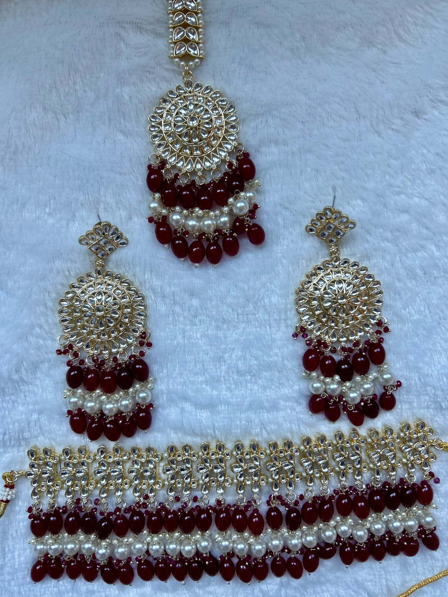 Punjabi Red Choker Kundan Set