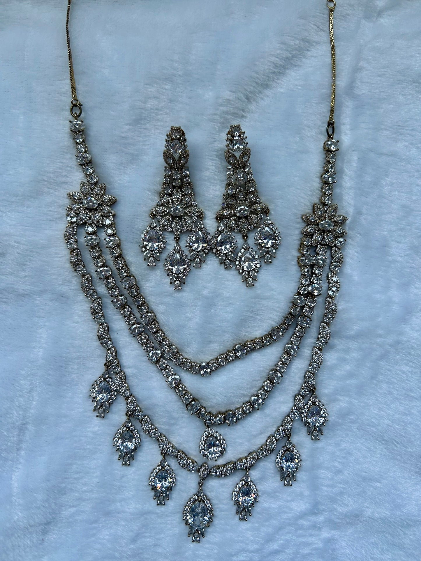 AD Antique Gold Layered Necklace Set