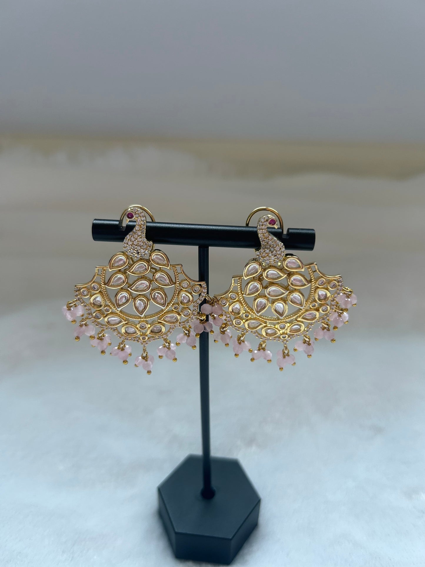 Pink Uncut Kundan & AD Studs