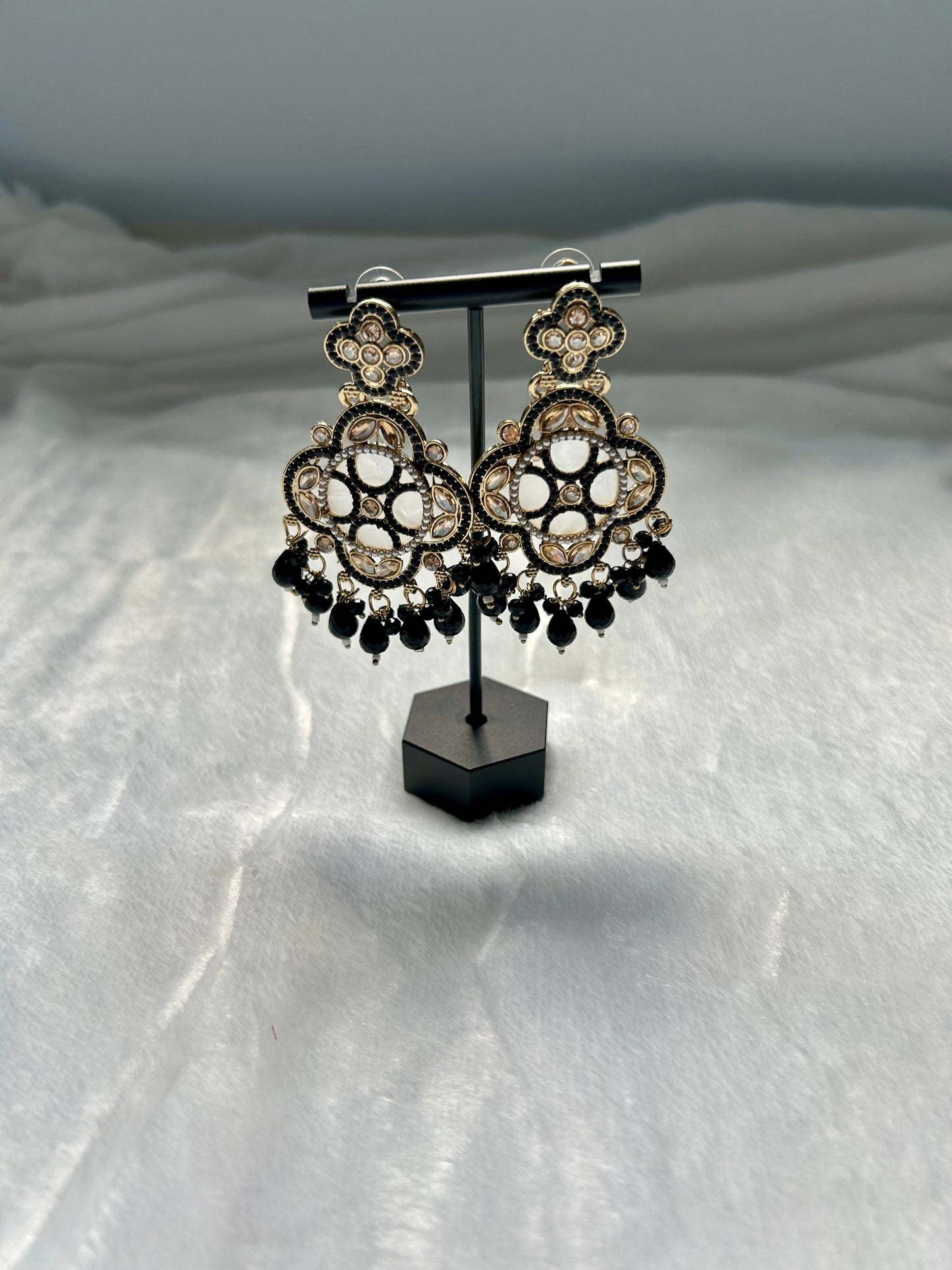 Black Polki Earrings
