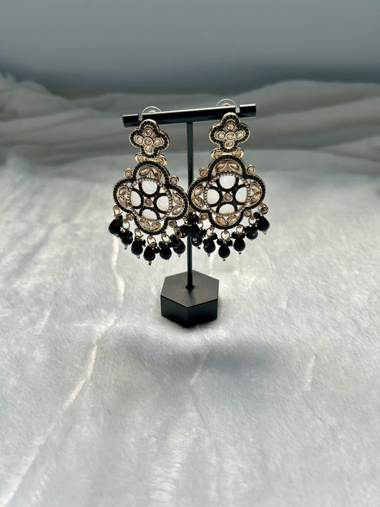 Black Polki Earrings