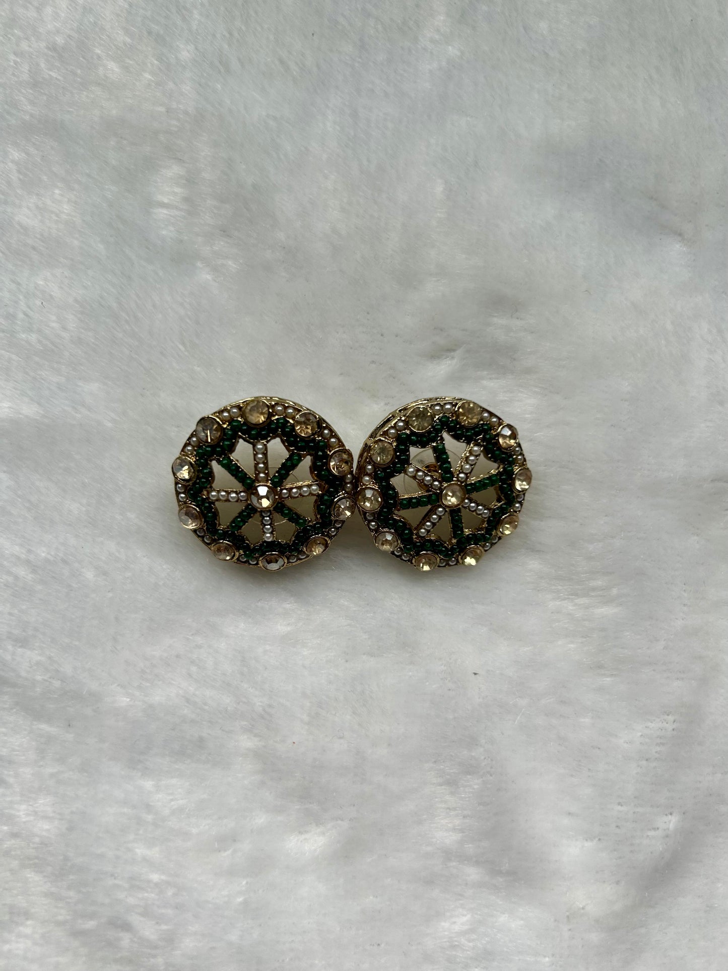 Emerald Green Polki Studs