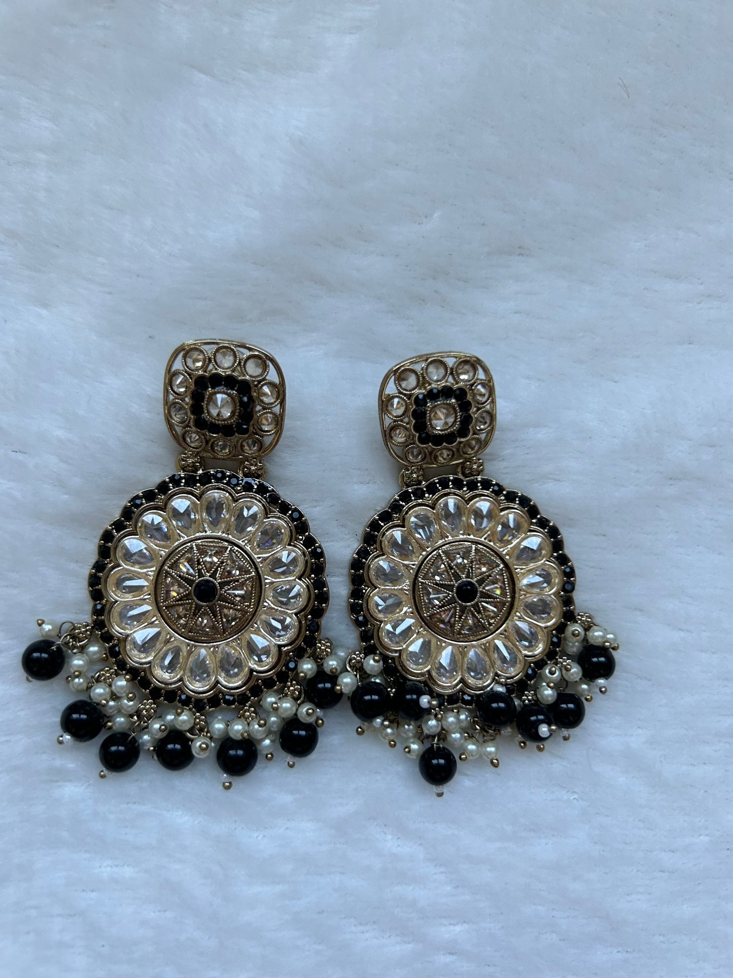 Black Polki Earrings