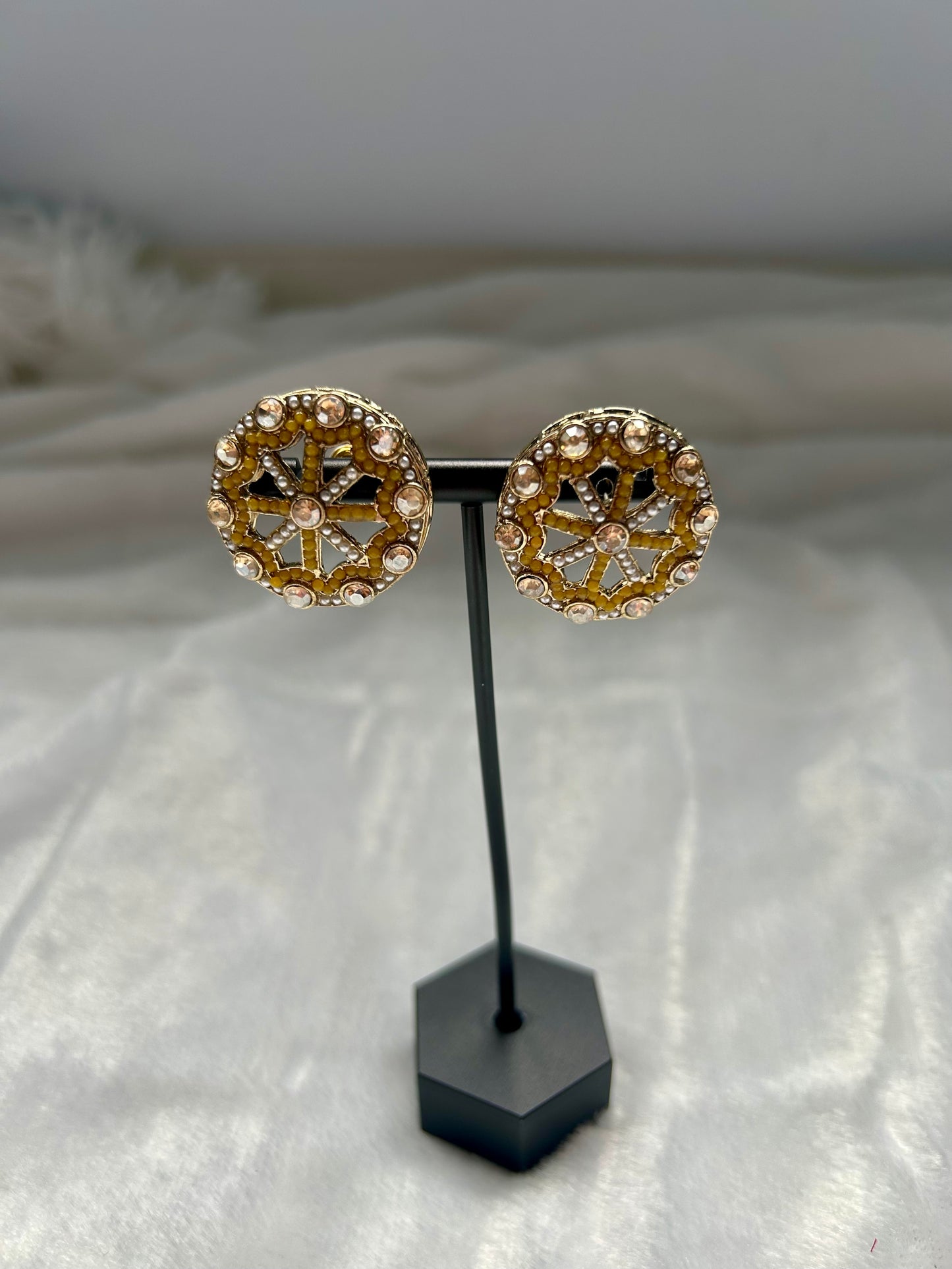 Yellow Polki Studs