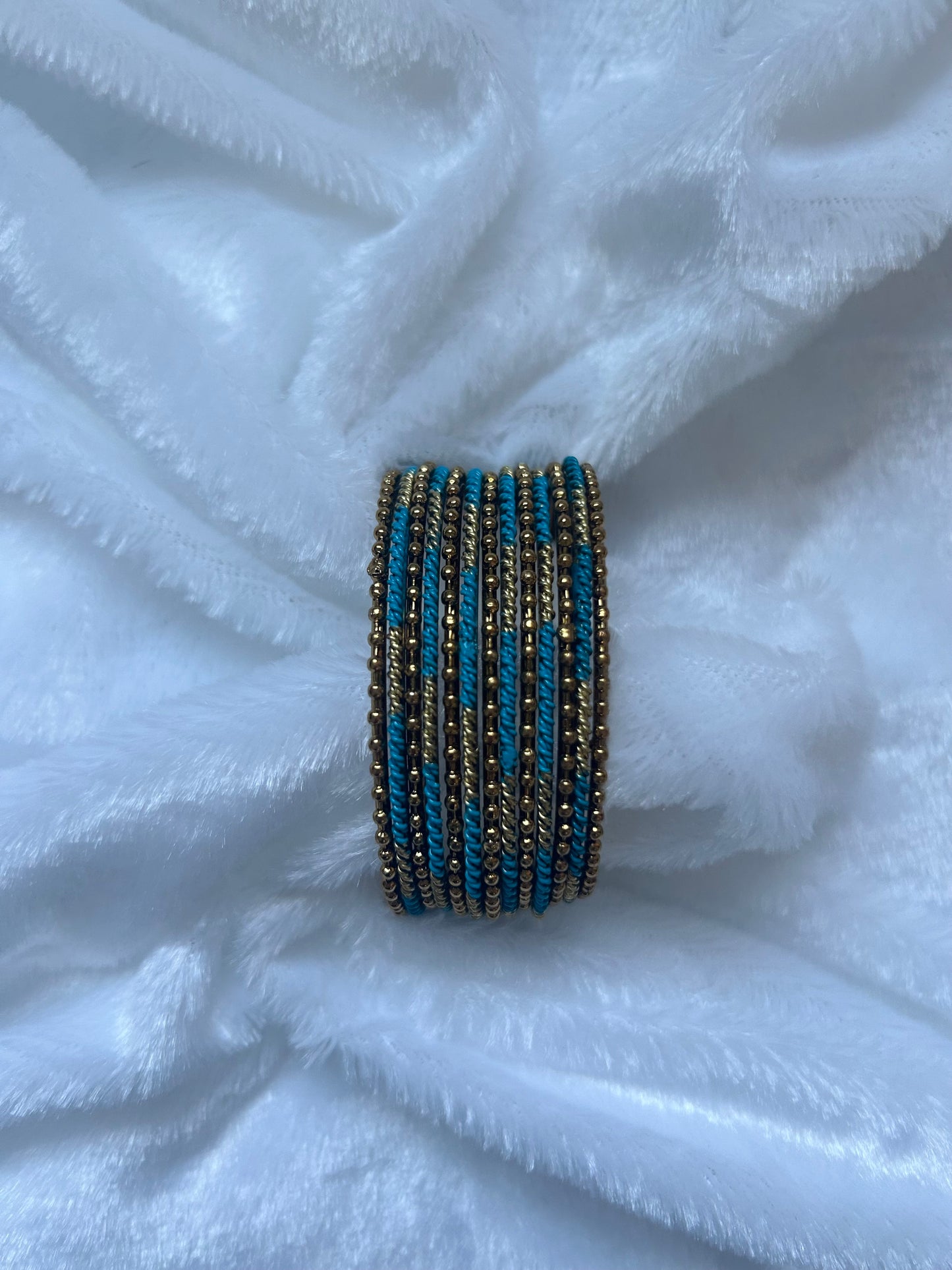 Ferozi Blue & Gold Bangles