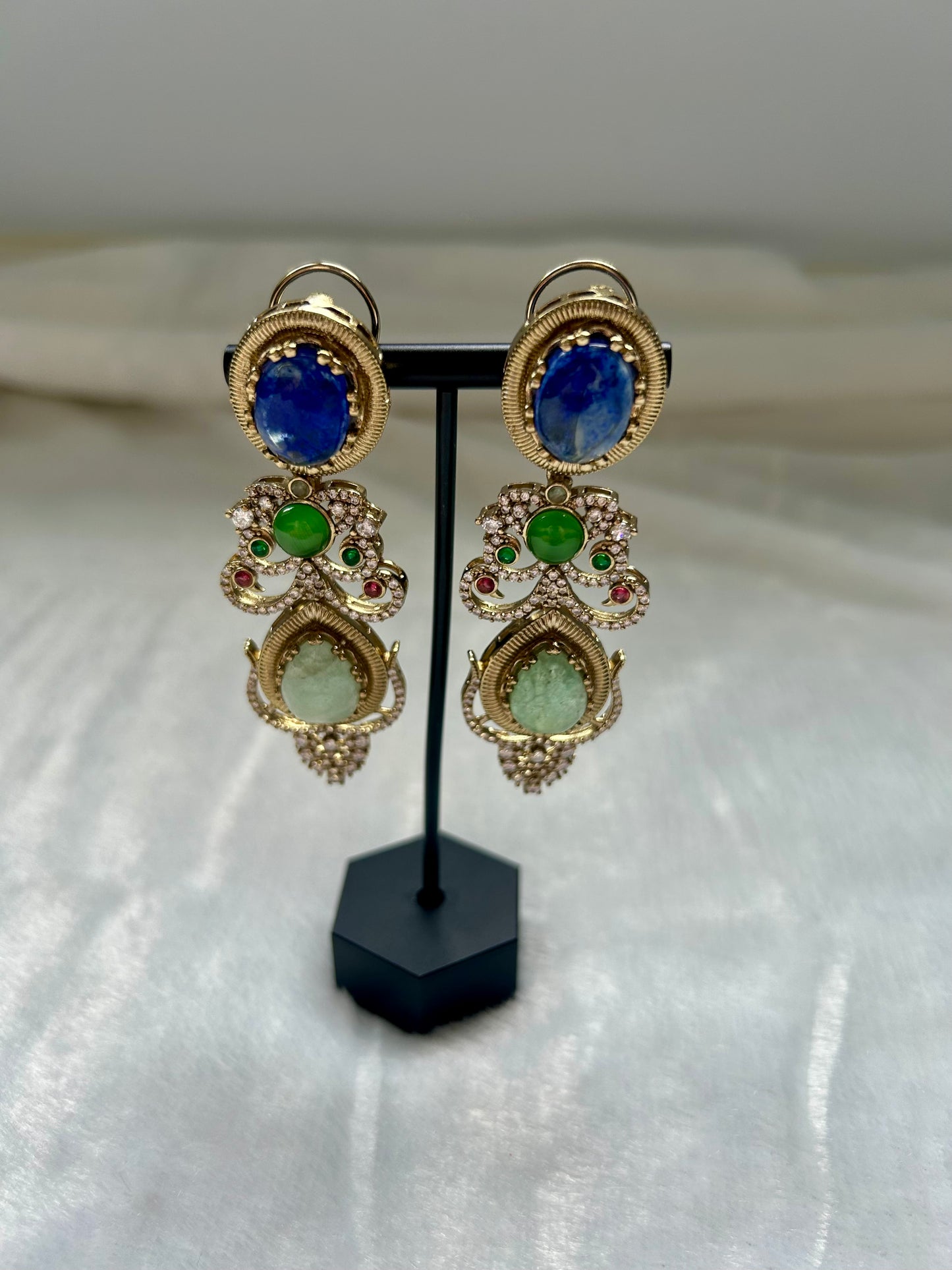 LUXE Mint & Blue Marble Doublet Earrings