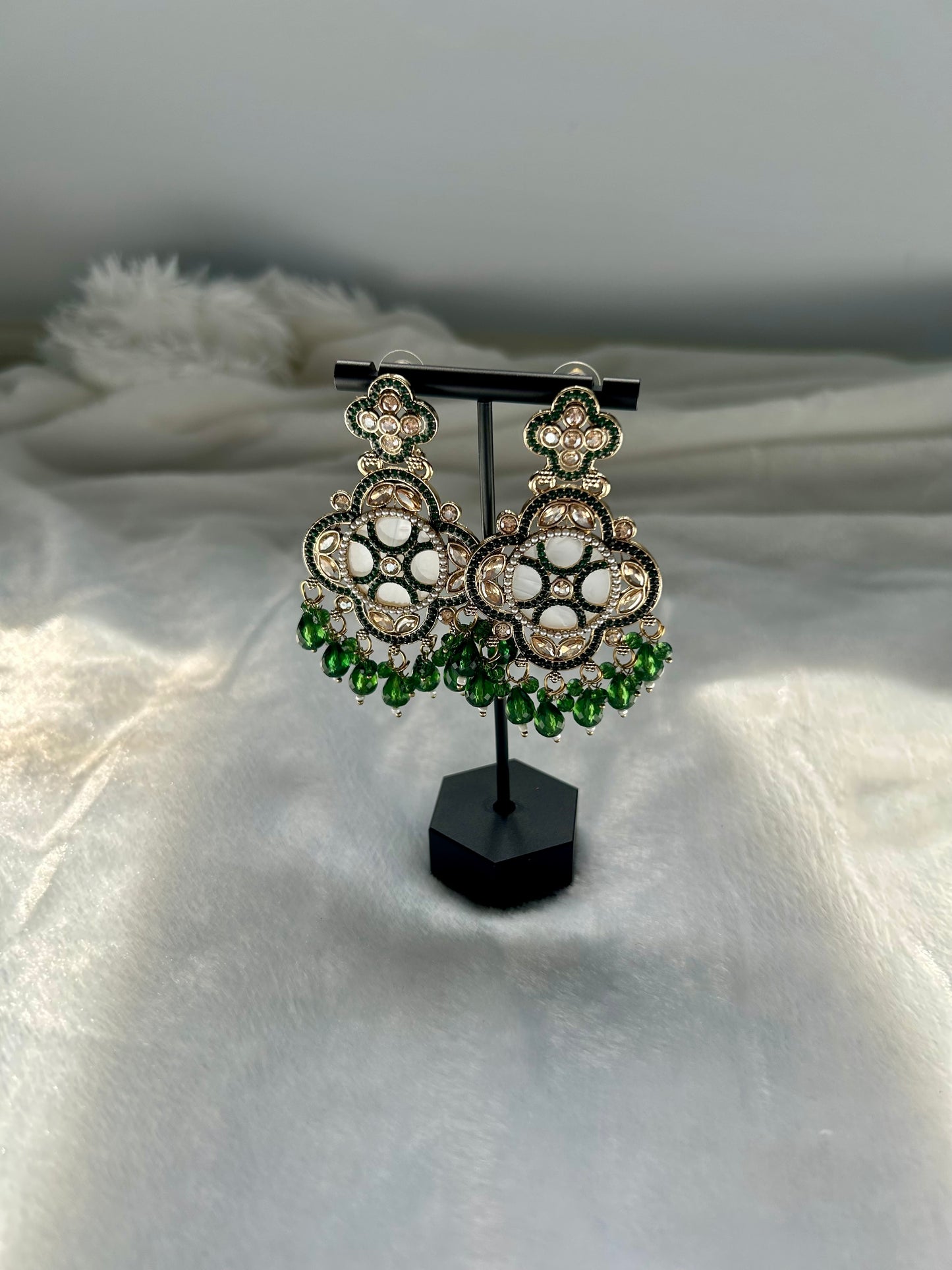 Mehendi/Emerald Green Polki Earrings