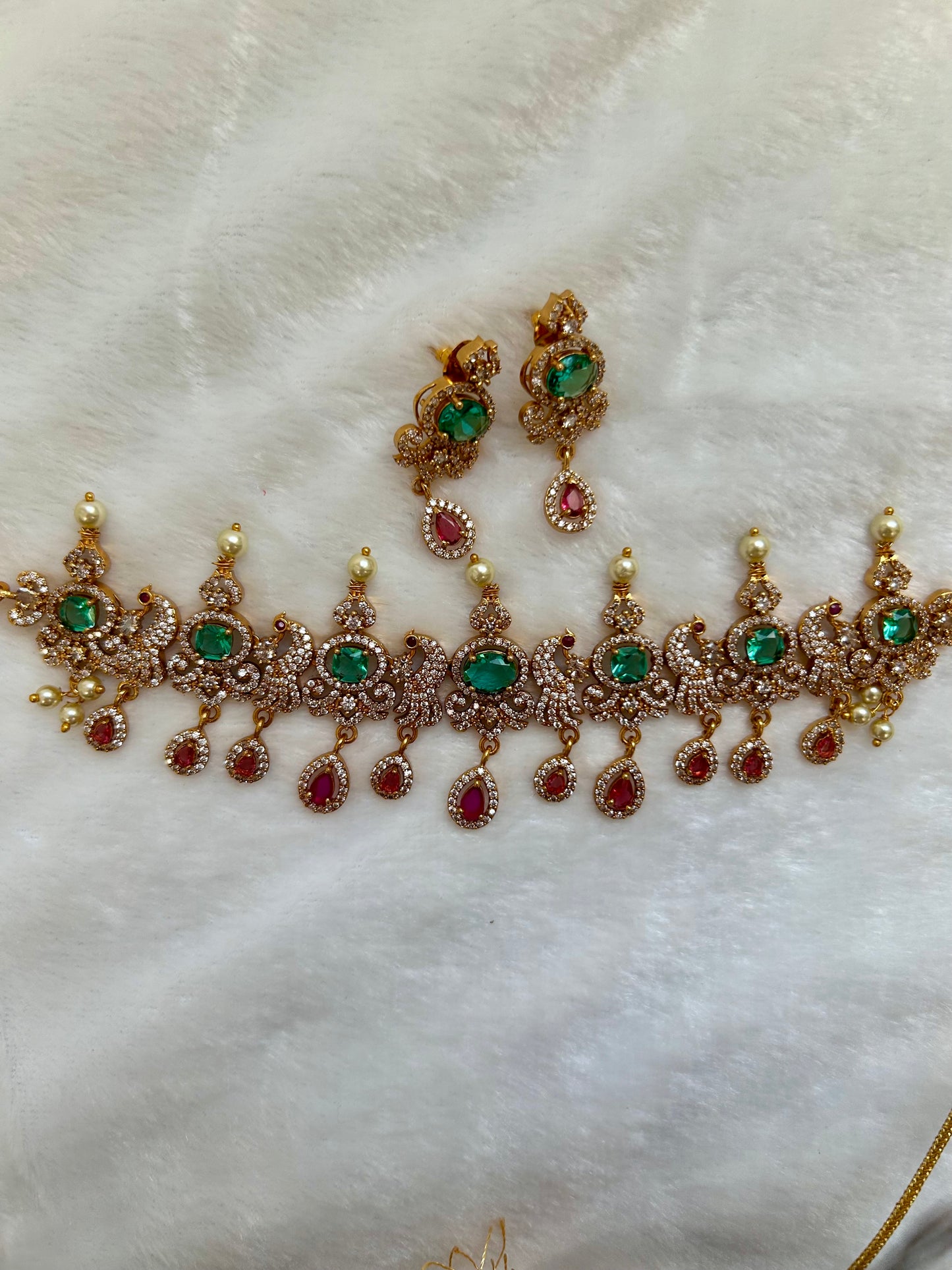 AD Teal & Dark Red Choker Set