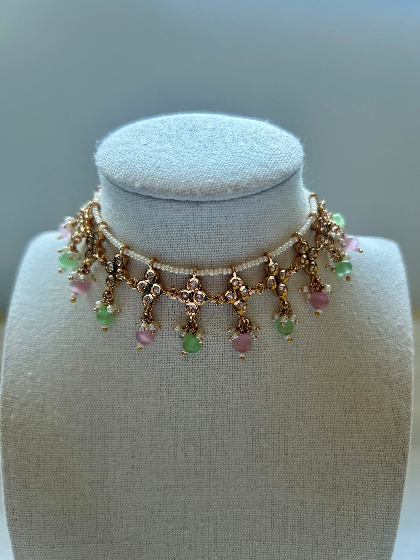 Mint & Pink Tyaani Kundan Choker Set