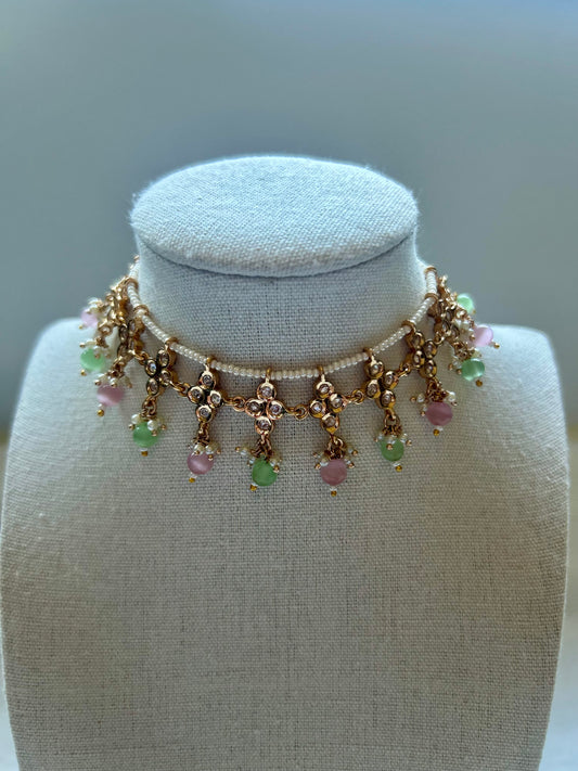 Mint & Pink Tyaani Kundan Choker Set