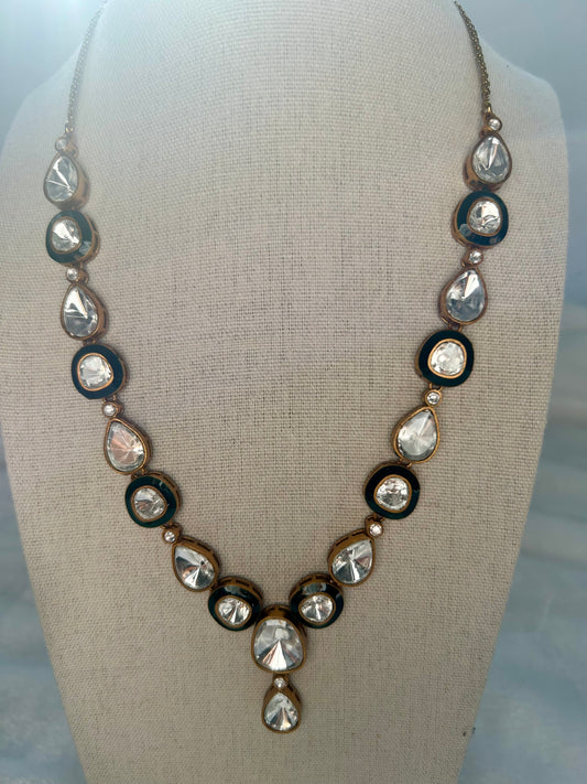 Green Uncut Kundan Necklace Set