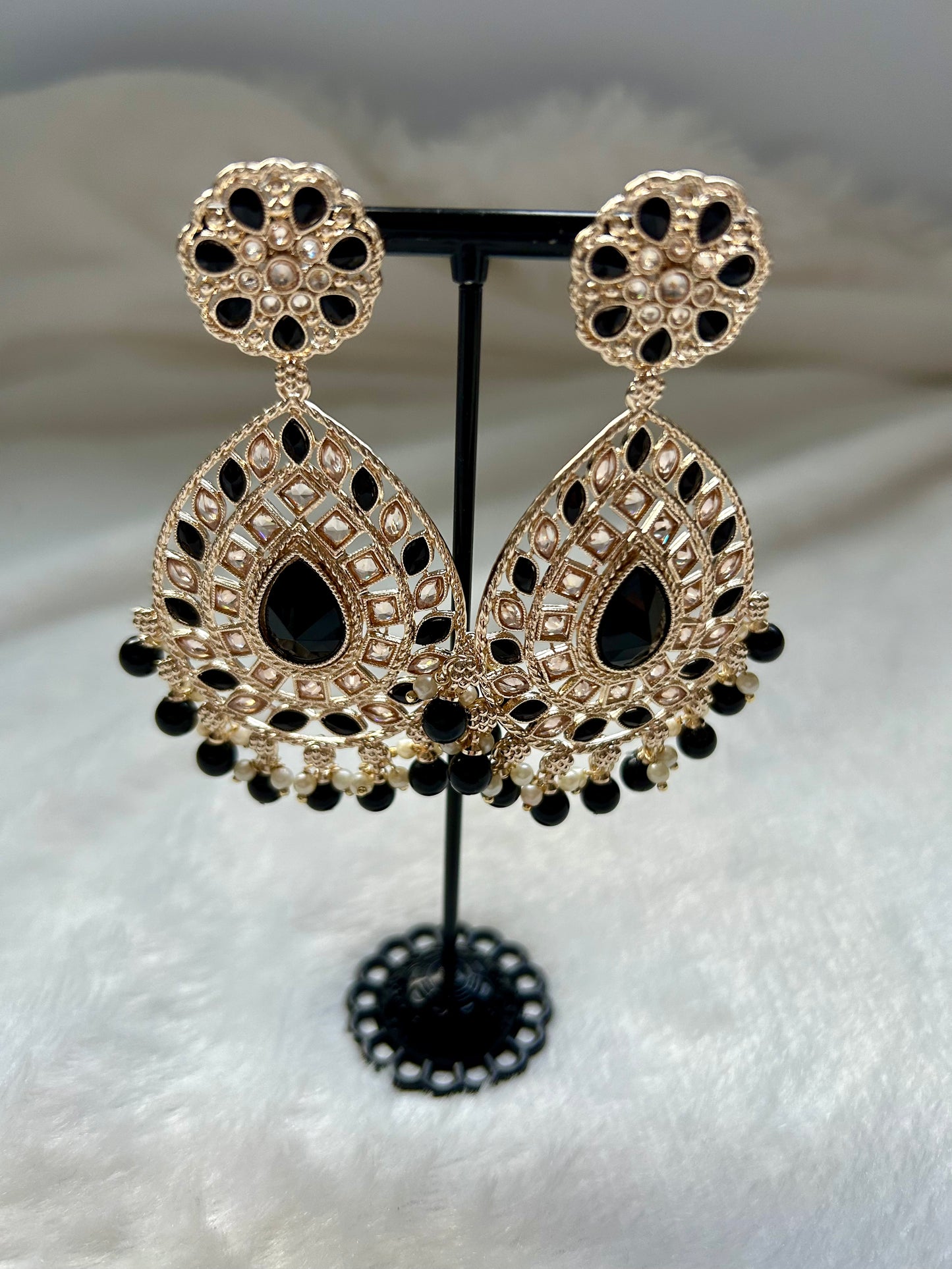 Black Polki Earrings