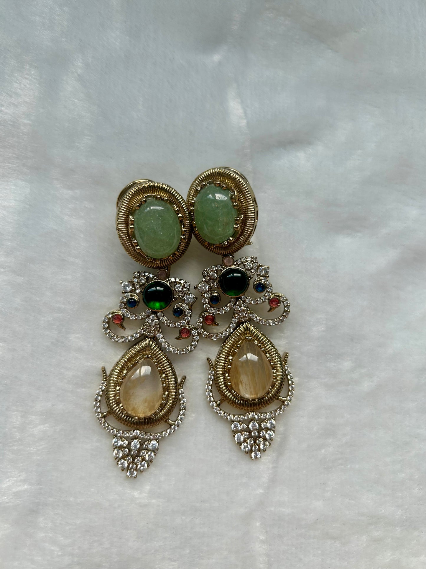 LUXE Mint & Light Tan Marble Doublet Earrings