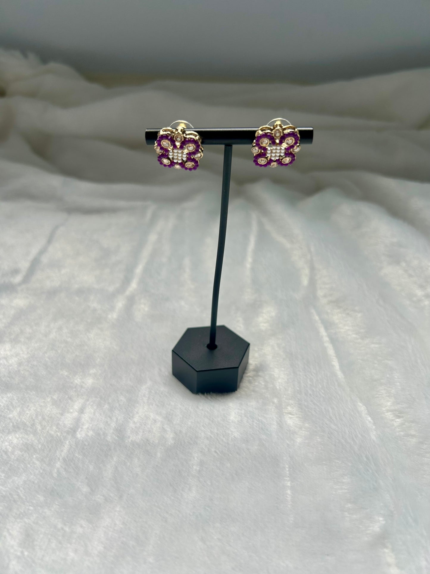 Dark Purple Polki Studs