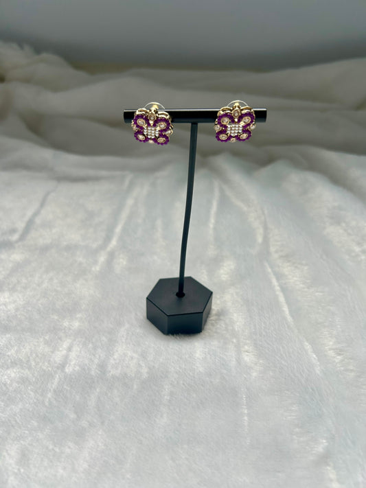 Dark Purple Polki Studs
